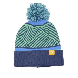 Stylish Blue and Green Pom-Pom Beanie